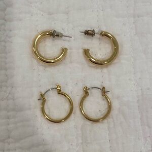 Set of 2 Small Gold Plated Hoops